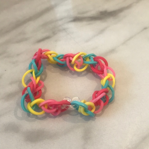 Handmade Pink, Red, Yellow, and Blue bracelets set - Picture 3 of 8